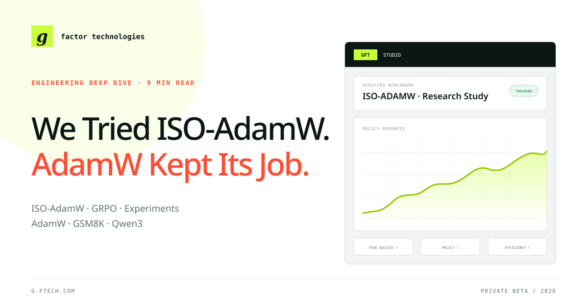 We Tried ISO-AdamW. AdamW Kept Its Job.